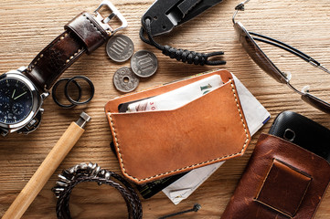vegetable tanned leather wallet
