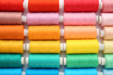 Many colorful threads, top view