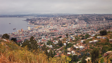 Panoramic view of Valparaiso, Chile, overlooking the port