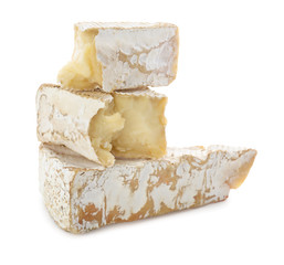 Delicious cheese on white background