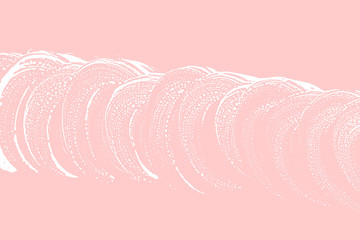 Natural soap texture. Admirable millenial pink foam trace background. Artistic precious soap suds. Cleanliness, cleanness, purity concept. Vector illustration.