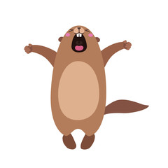 Obraz na płótnie Canvas Illustration of groundhog who yawns and stretches. Flat
