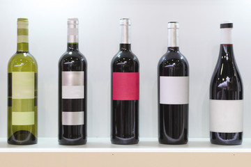wine bottles on a counter
