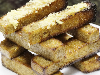 Rye toasts on a plate