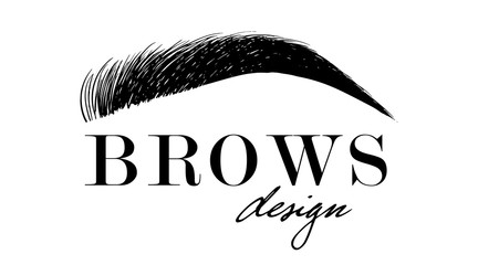 Brow design logo business card template. Beautiful hand drawing eyebrows for the logo of the master on the eyebrows. Business card template. - 187921469