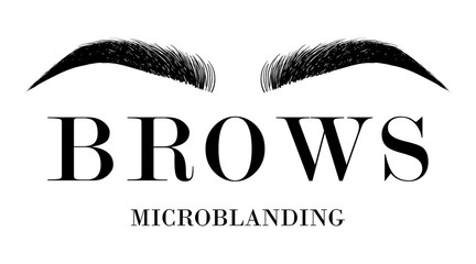 Beautiful hand drawing eyebrows for the logo of the master on the eyebrows and microblading master. Business card template. - 187921482