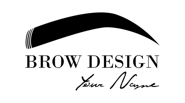 Brow design logo business card template. Vector logo for beauty studio brow bar, Female Eyebrow Illustration Isolated