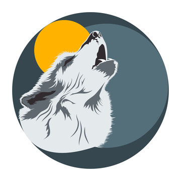 recommend clip art: Wolf head poster. Light. Vector illustration of a wolf howling at the moon.