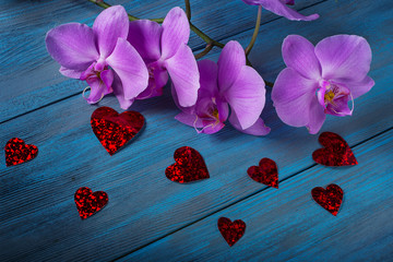 Purple Orchid and  hearts