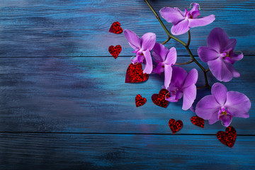 Purple Orchid and  hearts
