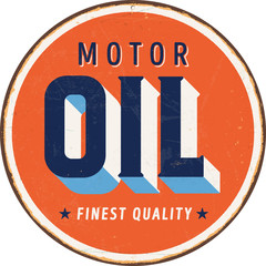 Obraz premium Vintage metal sign - Motor Oil - Vector EPS 10 - Grunge and rusty effects can be easily removed for a cleaner look.