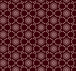 Seamless vector burgundy flower dots pattern - 187923281
