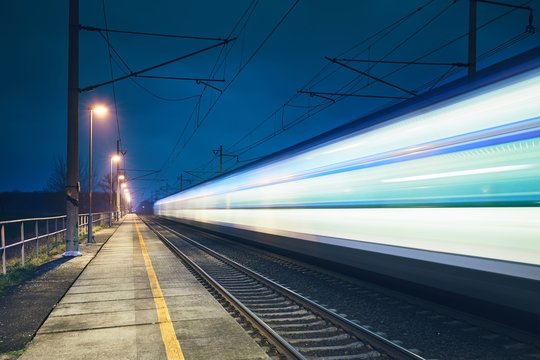 Light trail of the train