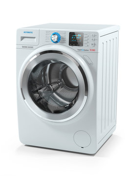 Modern white washing machine. 3D
