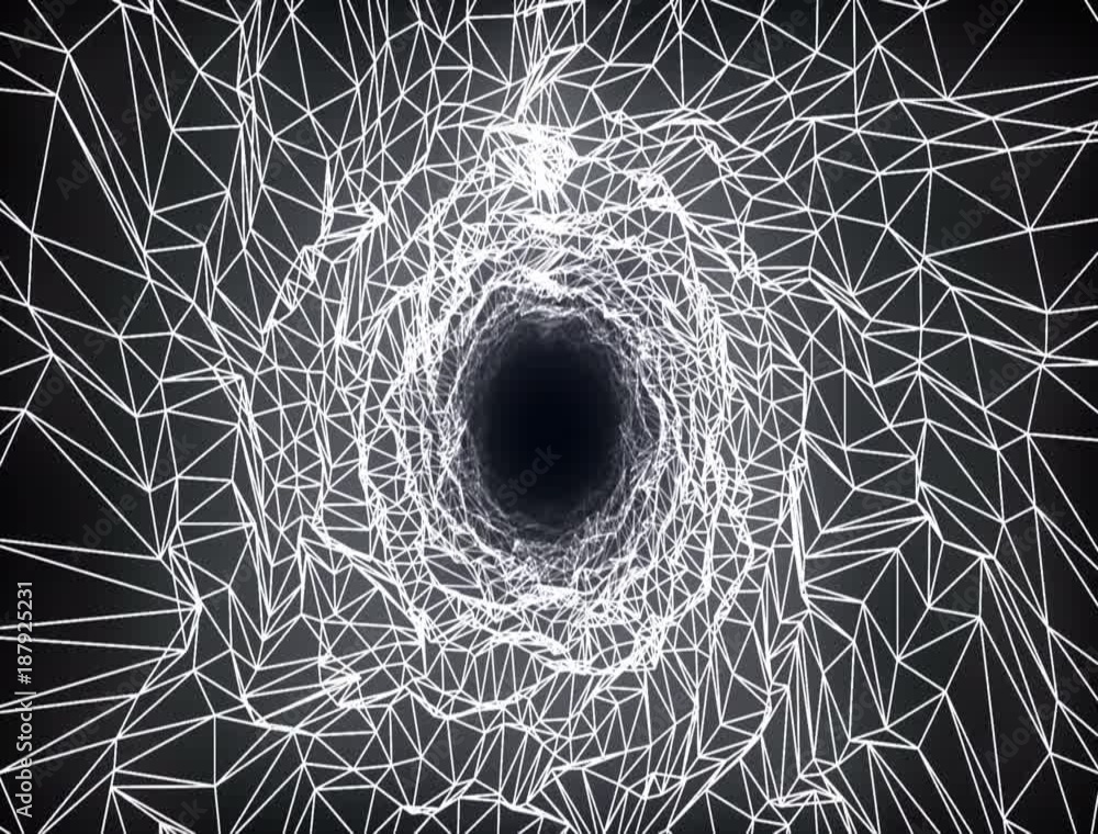 Poster abstract black and white tunnel. connection line concstruciton sharp corners. dynamic background for