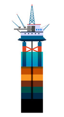 Oil platform at sea. Flat illustration.