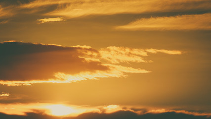 Beautiful seascape evening Baltic sea sunset horizon and cloudy sky. Tranquil landscape scene.