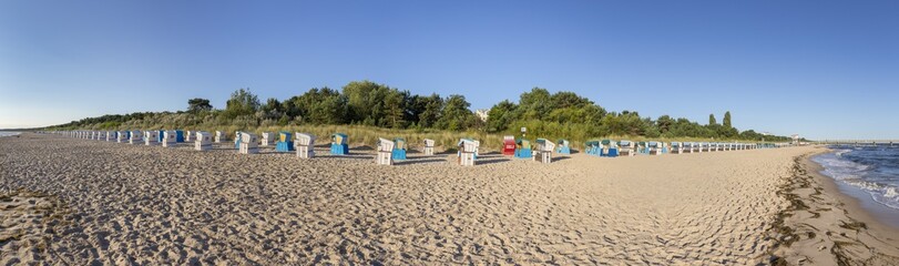 beach with beach chairs in a row  in Zinnowitz, Usedom