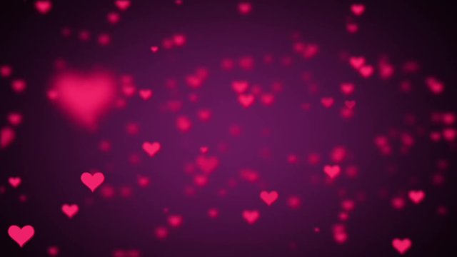 Valentines Day Hearts Flying. Background Looped video 2.