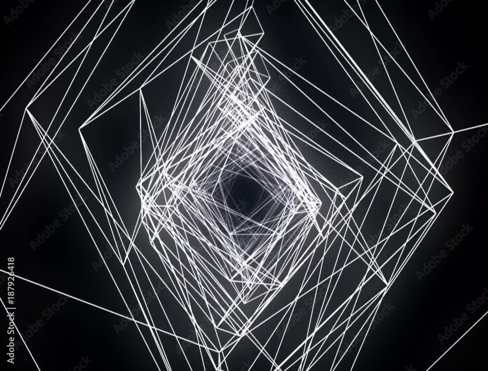 Poster abstract black and white tunnel. connection line concstruciton sharp corners. dynamic background for