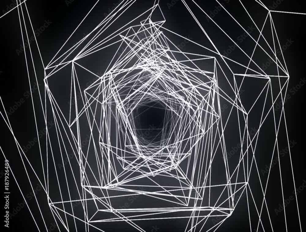 Poster abstract black and white tunnel. connection line concstruciton sharp corners. dynamic background for