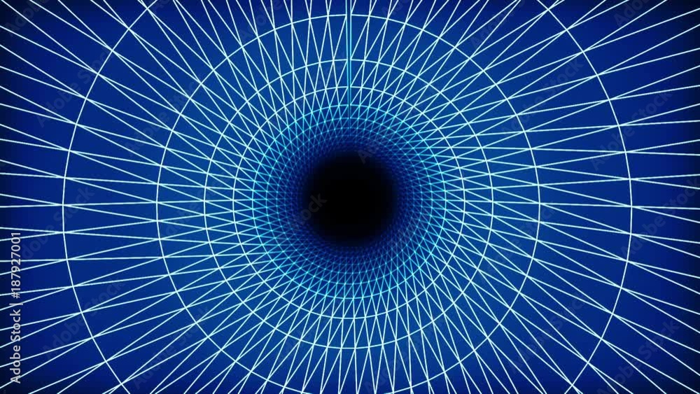 Poster 4k abstract technology neon lines tunnel. blue concstruciton. camera rotates and moves forward towar