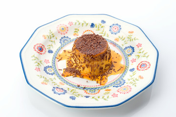 egg custard with chocolate shavings
