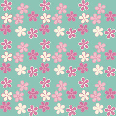 vector illustration. Eps 10. Flowers on a blue background. Seamless floral pattern. Spring background.