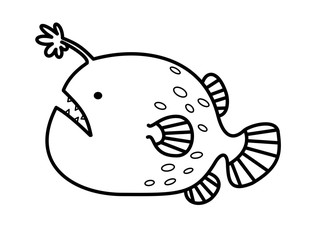 アンコウ(線画、模様)