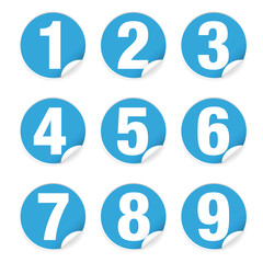 Number set sticker blue