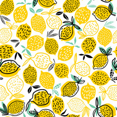 Lemon seamless pattern vector illustration. Summer design
