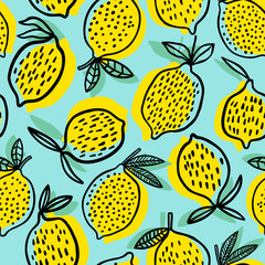 Lemon seamless pattern vector illustration. Summer design