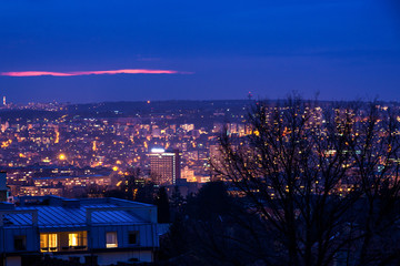 Belgrade, Serbia January 10, 2018: Night panorama of Belgrade