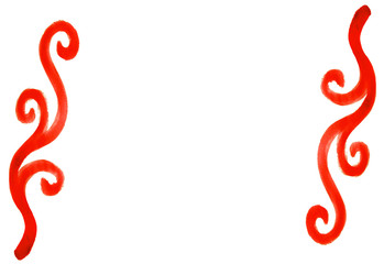 Bright red beautiful spiral vintage elements decors isolated on white