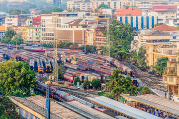 aerial view Bangkok Railway Station is the central hub of the railway station.