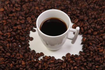 Coffee cup with beans