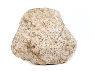 Single natural stone on white background, close-up