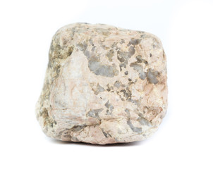 Single natural stone on white background, close-up