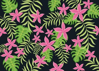 Tuinposter seamless pattern tropical flower background © djvstock