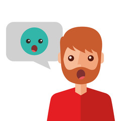 surprised young man with emoticon avatar character vector illustration design