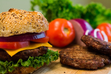hamburger and patties 