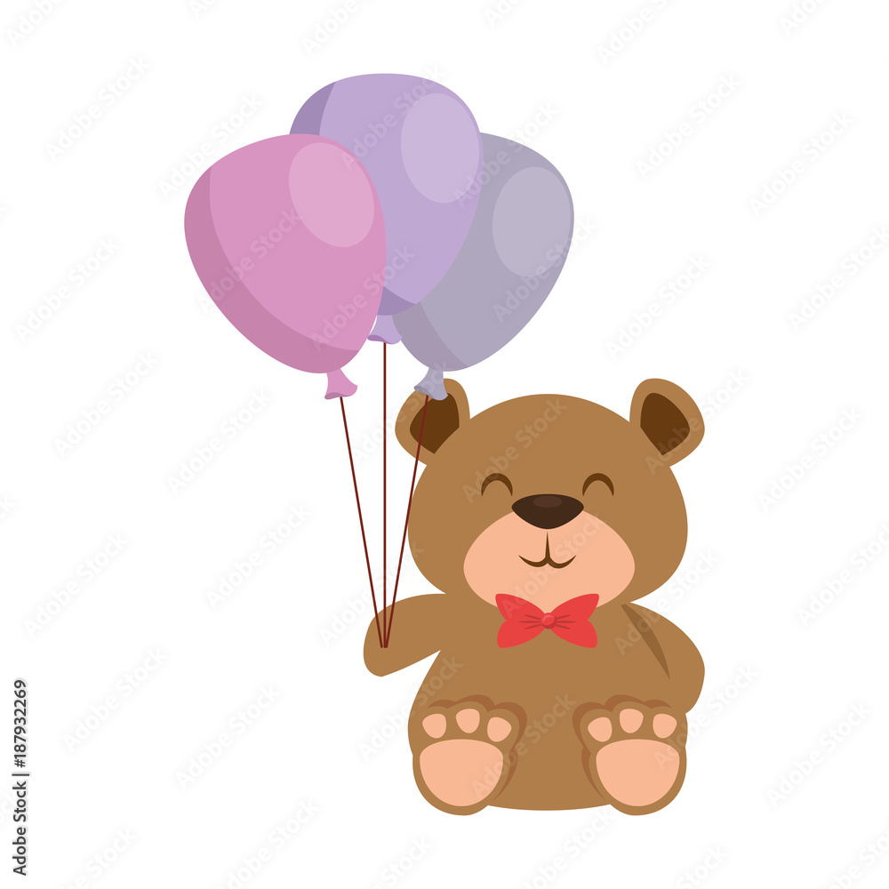 Wall mural cute bear teddy with balloons air