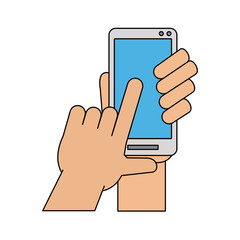 Hand with smartphone icon vector illustration graphic design