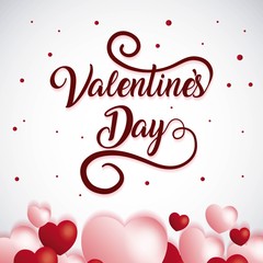 Happy Valentines Day typography on hearts decorated background 
