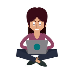 Woman in laptop icon vector illustration graphic design