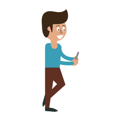Man with smartphone cartoon icon vector illustration graphic design