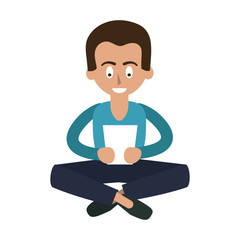 Man with tablet cartoon icon vector illustration graphic design