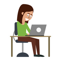 Woman in laptop icon vector illustration graphic design