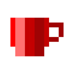 pixel cup of coffee tea cartoon retro game style