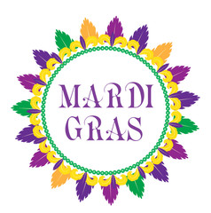 Mardi Gras frame template with space for text. Isolated on white background. Vector illustration